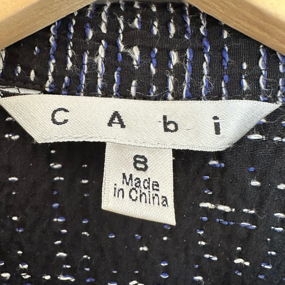 Cabi Navy Tweed Zip Front Jacket Blazer Style 723 Long Sleeve Size 8 - Picture 13 of 16